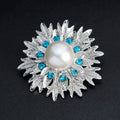 Black Silver Tone Pearl Leaf Sunburst Pearl Look Two Designs Metal Brooch Pin view 1