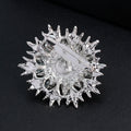 Black Silver Tone Pearl Leaf Sunburst Pearl Look Two Designs Metal Brooch Pin view 4