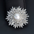 Black Silver Tone Pearl Leaf Sunburst Pearl Look Two Designs Metal Brooch Pin view 3