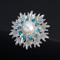 Black Silver Tone Pearl Leaf Sunburst Pearl Look Two Designs Metal Brooch Pin view 5