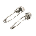 Skull Head Safety Pin Brooches in Two Antique Finishes view 6