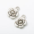 Raised Rose Metal Pendant Charms in 6 Distinct Finishes view 9