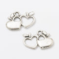 Double Heart Apple Metal Charm Pendant in Two Finishes view 6