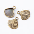 Ridged Clam Shell Bezel Charms in Two Antique Finishes view 5