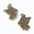 Antique Butterfly Resting on Hand Metal Charm, Two Finishes view 5