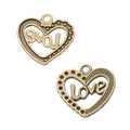 LOVE Openwork Heart Metal Charm in 2 Finishes for Jewelry Making view 5