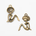 Seated Bob-Hair Woman Charm In 2 Metal Finishes For Jewelry Making view 5