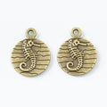 Round Seahorse Metal Charms in Antique Bronze and Silver view 5