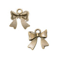 Dotted Bow Metal Charm Pendant in Three Vintage Finishes view 7