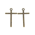 Plain Cross Charm with a slender plain cross in 2 Metal Finishes view 5