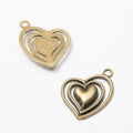 Layered Open Heart Metal Charm in Two Antique Finishes view 5