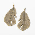 Large Textured Feather Charms in Two Antique Finishes view 5