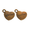 Brother-Engraved Heart Metal Charm Pendant in 3 Finishes for DIY Jewelry view 6
