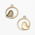 Bird in Round Frame Metal Charms in 3 Pictured Finishes view 6
