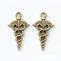 Caduceus Charm in 2 Metal Finishes for Jewelry Making view 4