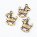 Vintage Finish Metal Rocking Horse Charms in 2 Style Options view 5