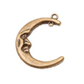 Crescent Moon Face Charms in Two Antique Metal Finishes view 5