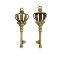 Crown Top Skeleton Key Metal Charms in Four Finishes view 6