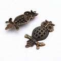 Pineapple Body Owl Metal Charms in Two Antique Finishes view 5