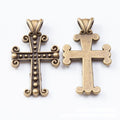Ornate Cross Pendant with Dotted Face in Two Antique Finishes view 6