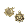Sun Face Metal Charm 2 Finish Options Craft Supply view 5
