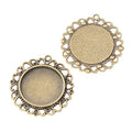 Floral Edge Round Cabochon Pendant Trays in Three Finishes view 6