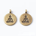 Round Seated Yoga Figure Metal Charms in Two Finishes view 5