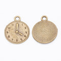 Antique Round Clock Face Metal Charm, Two Finishes view 5