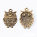Detailed Owl Charm with Layered Feather Pattern in Two Finishes view 4