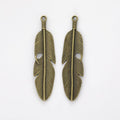 Long Feather Charm Pendants in 6 Metal Finish Options view 7