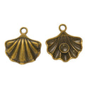 Vintage Style Metal Ridged Seashell Charm in 7 Metal Finishes view 7