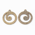 Spiral Wave Round Metal Charms in Two Antique Finishes view 5