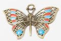 Large Enamel Butterfly Pendant in Three Antique Metal Finishes view 3