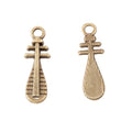 Chinese Lute Instrument Metal Charm in Two Antique Finishes view 6