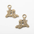 Tiny Castle Metal Charms in Two Antique Finishes for Crafts view 5