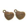Grandpa Engraved Heart Metal Charm in 3 Finishes for Jewelry Making view 6