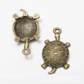 Vintage Style Metal Patterned Turtle Charm in 2 Metal Finishes view 5