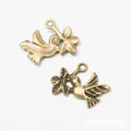 Dove And Flower Metal Charm 3 Finish Options Craft Supply view 5