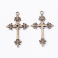 Ornate Fleur Cross Charm in Multiple Metal Finishes for Jewelry Making view 5
