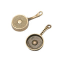 Round Frying Pan Metal Charms in Three Metallic Finishes view 7