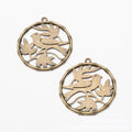 Round Flying Bird Cutout Charm in Two Antique Finishes view 4