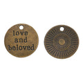 Love And Beloved Round Metal Charm in 3 Finishes for Jewelry Making view 6