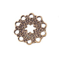 Antique Metal Openwork Round Flower Charm Pendant With Textured Detail, 3 Finishes view 6
