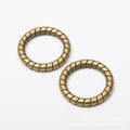 Ridged 19mm Round Metal Link Components in Bronze and Silver view 4
