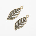 Antique Bronze and Silver Openwork Leaf Charms for Jewelry Making view 5
