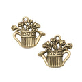 Vintage Finish Metal Flower Basket Watering Can Charms in 2 Style Options view 6
