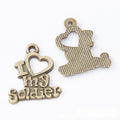 I Love My Soldier Heart Metal Word Charms Jewelry Making Pendants view 6