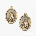 Praying Hands Oval Medal Charms in Antique Bronze, Antique Silver view 6