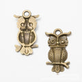 Vintage Finish Metal Two Design Owl Charms in 2 Style Options view 6