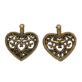 Openwork Filigree Heart Charms in Five Metal Finishes view 6